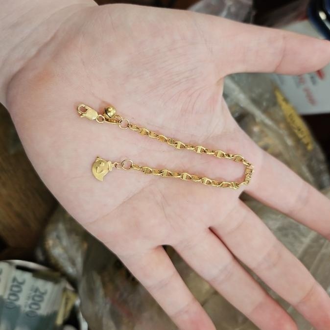 TERBARU GELANG TAMBANG RANTAI BAYI ANAK EMAS ASLI MUDA 375 2GRAM 13 CM 13CM 
