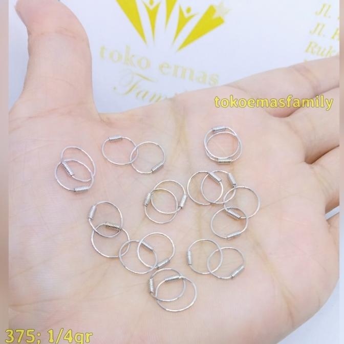 TERBARU ANTING EMAS PUTIH 375 MODEL KNIT ANAK 1/4 GRAM 