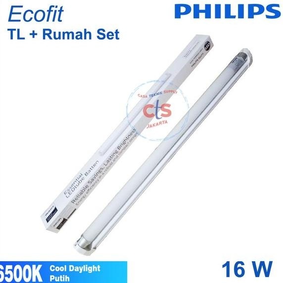 Lampu 1 Set TL LED Ecofit Philips 16 Watt 16 W 16W 16 Watt 16Watt Sudah Termasuk Rumah