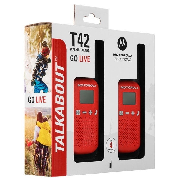 MOTOROLA T42 WALKIE TALKIE SEPASANG ORI GARANSI RESMI MERAH MINI HT
