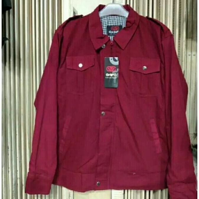 TERBARU JAKET ALMAMATER MAROON POLOS PRIA DAN WANITA SIZE L XL 