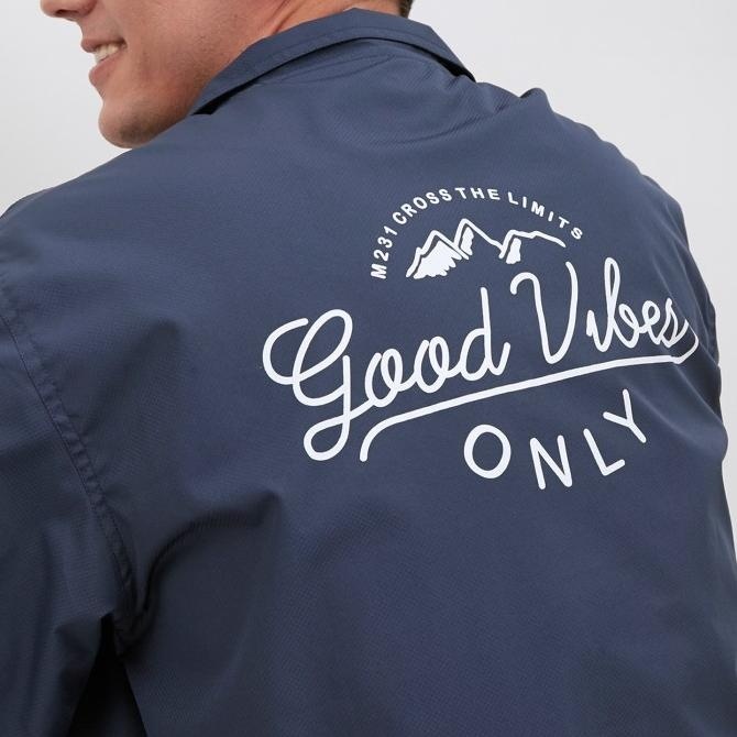 BIG SALE M231 JAKET PRIA TASLAN COACH GRAFIS PANJANG NAVY 1821 !!!!!