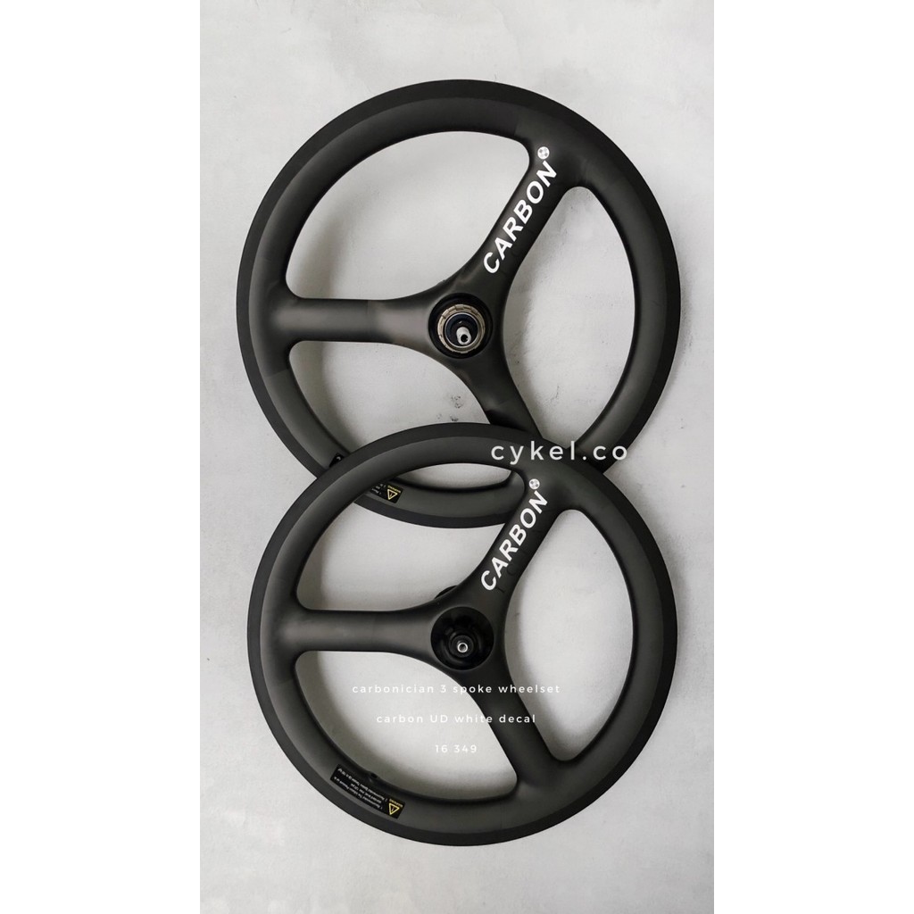 ✅New Carbonician Trispoke Wheelset 16 349 3 Spokes Ud Carbon 2 3 Speed Limited
