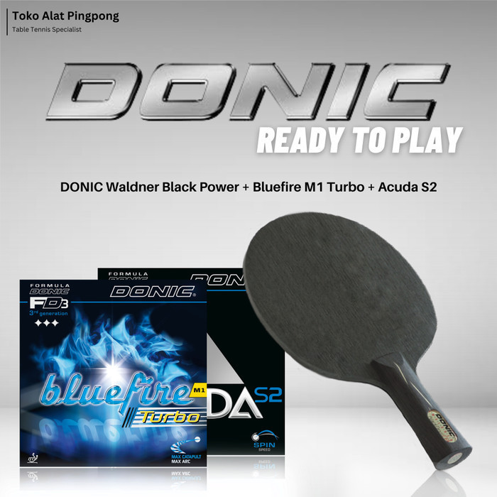 ✅Baru Paket Bet Donic Waldner Black Devil Fl / Bluefire M1 Turbo / Acuda S2 Terbaru