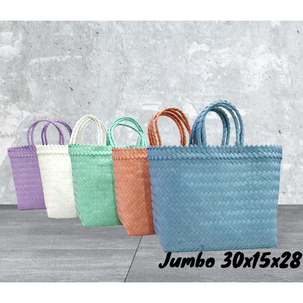 *Paling Laris* Tas Anyaman Plastik | Tas Anyaman Lurik Polos Size Jumbo