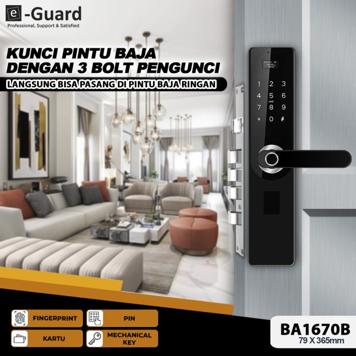 [Baru] E-Guard Ba70B Smart Door Lock Handle Fingerprint Kunci Pintu Digital Limited