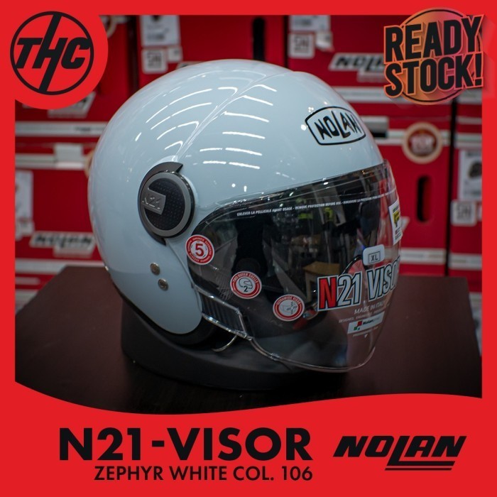 [Ori] Nolan N21 Visor Zephyr White. 106 Half Face Helmet Terbatas