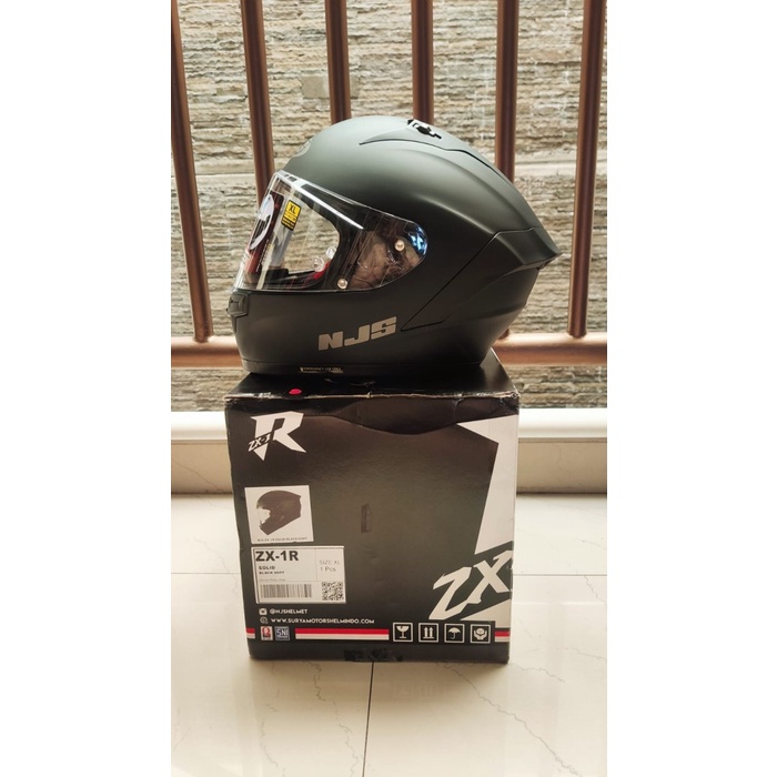 [New] Njs Zx1R Helm Fullface Hitam Solid Black Doff - Xl Diskon