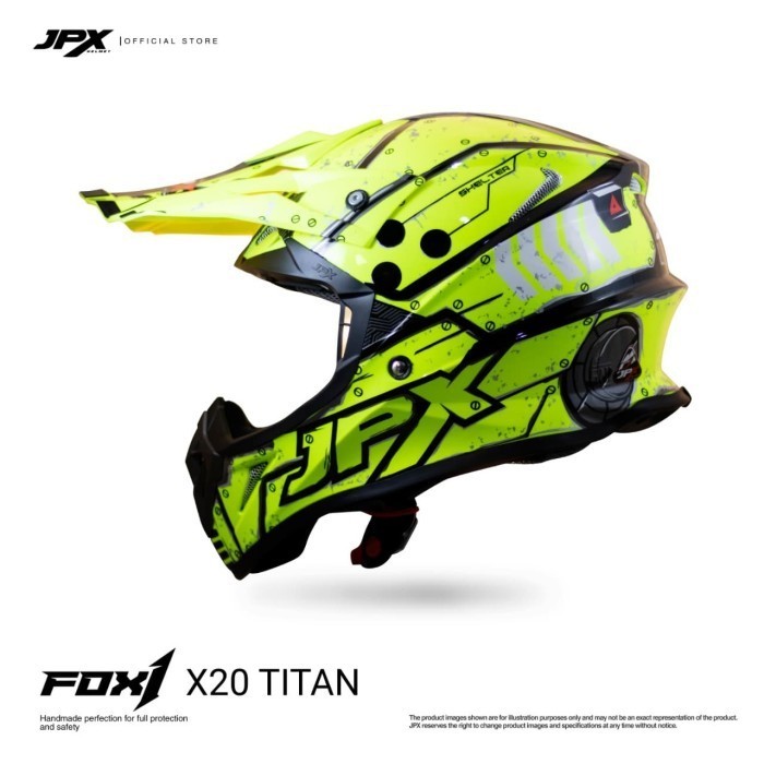 [Ori] Helm Jpx Cross Full Face X20 Titan - Fluorescent Yellow Doff Terbaru