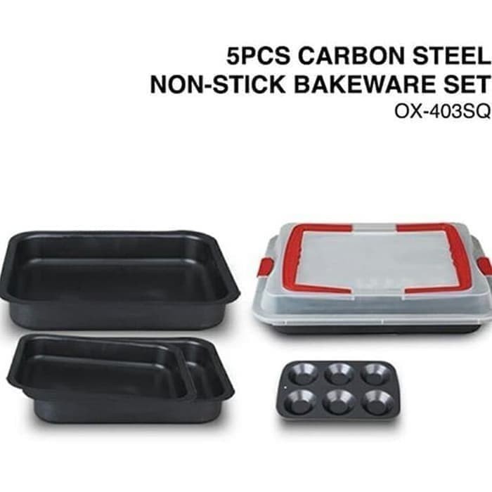 

[New Ori] Oxone Ox-403Sq 5Pcs Oxone Carbon Steel Non-Stick Bakeware Set Terbatas