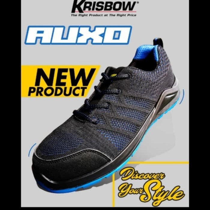 [New] Krisbow - Safety Shoes / Sepatu Pengaman Auxo - Hitam Biru Terbaru