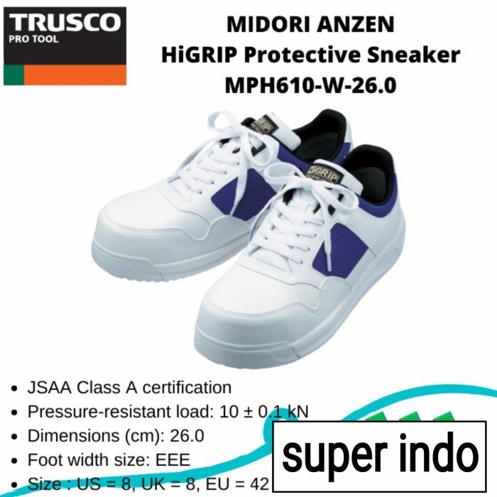 [New] Midori Anzen Higrip Protective Sneaker Mph610-W-26.0 Sepatu Safety 42 Diskon