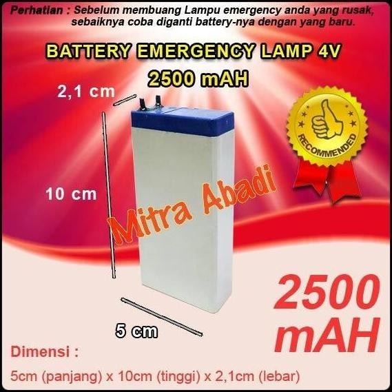 Batre Baterai Battery Emergency Lamp 2500 mAh Aki 4V Rechargeable