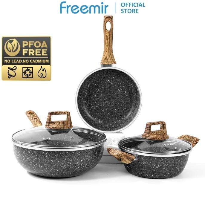 freemir 5SET WAJAN  Wajan Panci PAKET KELUARGA Set Anti Lengket Granit