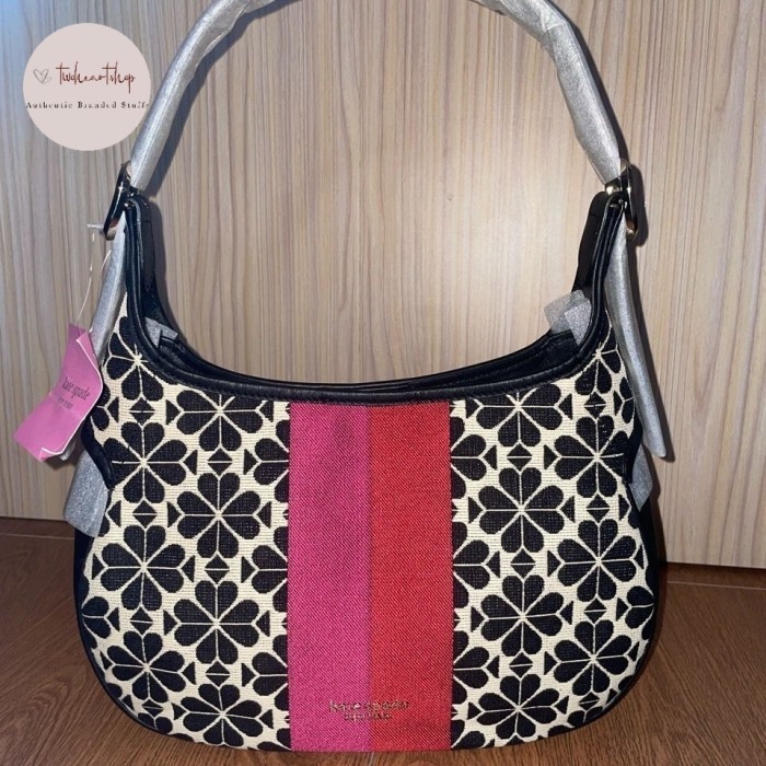✅New Tas Wanita Ks K A T E• S P A D E Flower Jacquard Penny Hobo Red Multi Terbatas
