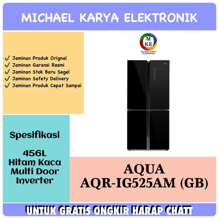 [Baru] Kulkas Aqua 4 Pintu  Glass Door  Aqr-Ig5252Am  Aqrig525 Diskon
