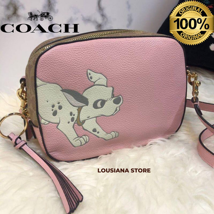 ✅New Coach Disney X 101 Dalmatians Camera Bag Crossbody Shoulder Pink Terbatas