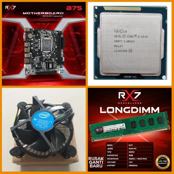 PAKETAN MOBO H61 I5 3570 + FAN RAM DDR3 8GB LGA 1155