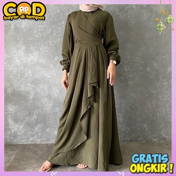 Gamus Baju Dress Polos Tanggung Ibu Hamil Gmis Dewasa Jumbo Remaja Putih Hitam Buat Lebaran Ori Mode