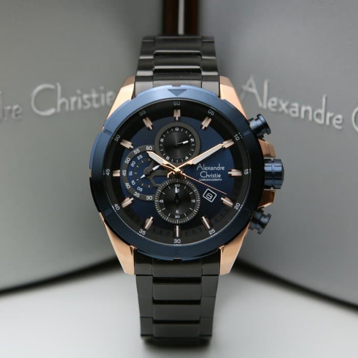 ✅New Alexandre Christie Ac 6508 Ac6508 Pria Rosegold Blue Original Terbaru