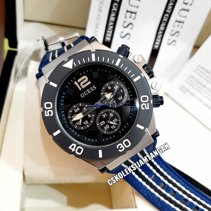 ✅New Jam Tangan Pria Guess Gw0415G2 Silver Blue Original Garansi Resmi 1Thn Berkualitas