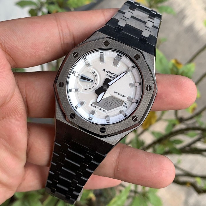 ✅New Jam G-Shock Gshock Ga-2100 Ga2100 White Face Original Gun Metal Gen3 Terbaru