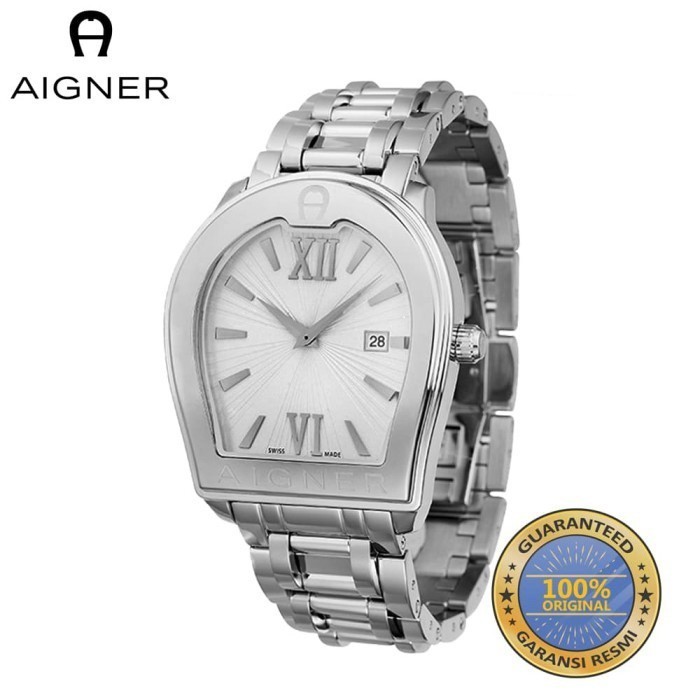 ✅New Ori Aigner Aga48025 Verona White Dial Stainless Steel Men'S Watch Berkualitas