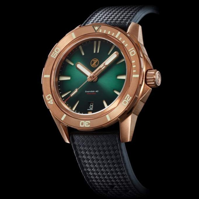 ✅New Ori Zelos Swordfish 40Mm Bronze Emerald Green Limited Edition Berkualitas