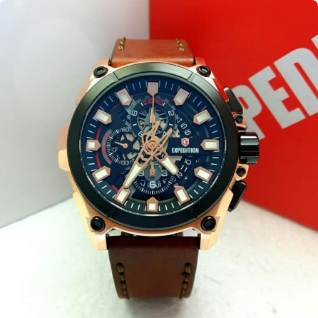 ✅Original Expedition E6793 / 6793 - Jam Tangan Pria Original - Rosegold Brown Terbaru