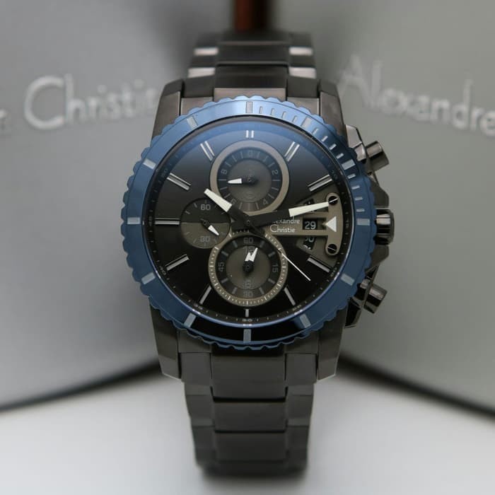 ✅New Ori Alexandre Christie 6532Mc / Ac6532 Black Blue Original  Garansi Diskon