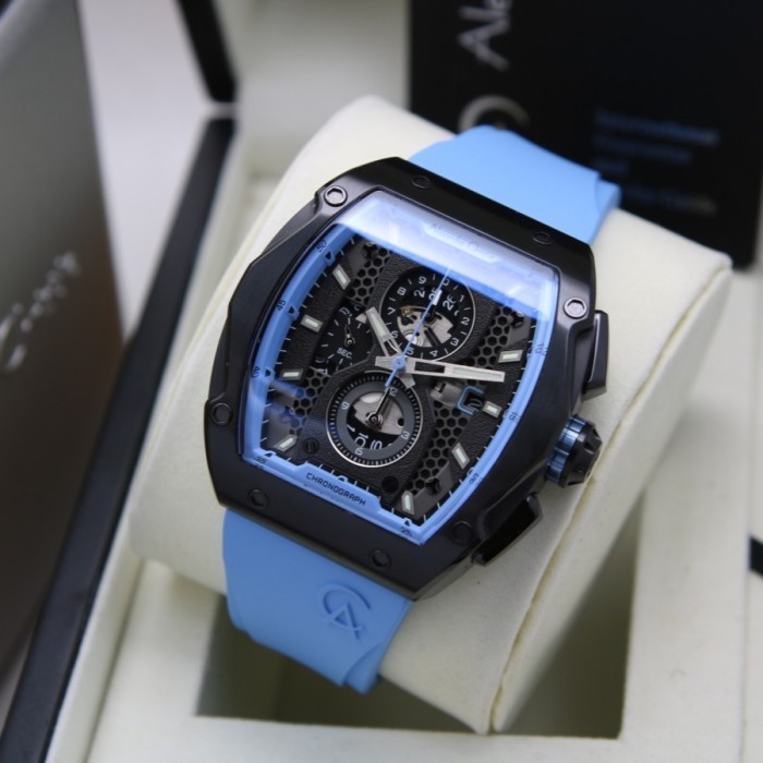 ✅Original Jam Tangan Alexandre Christie Pria Ac 6608 Original - Blue Soft Black Terbaru