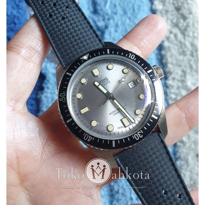 ✅Original Jam Oris Divers 65 Sixty-Five Silver Dial 42Mm Rubber 733 7720 4051 Rs Terbatas