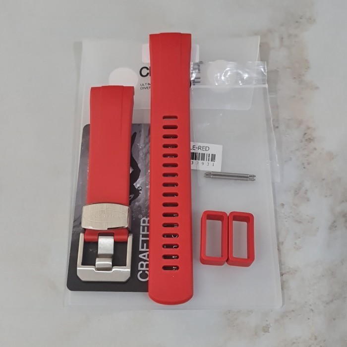 ✅Original Crafter Blue Cb08 For Seiko Turtle Red Curved End Rubber Strap Berkualitas