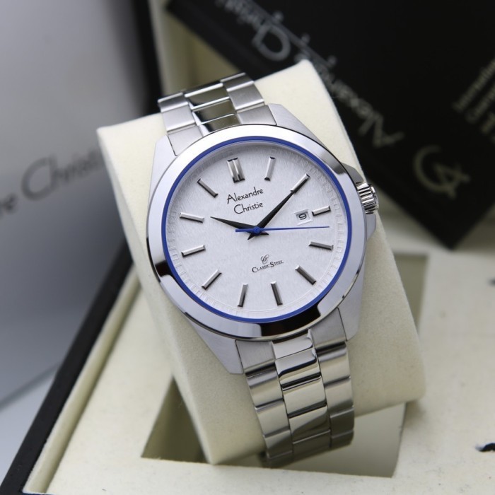 ✅Original Jam Tangan Pria Alexandre Christie Ac 8644 Silver Blue Original Terbaru