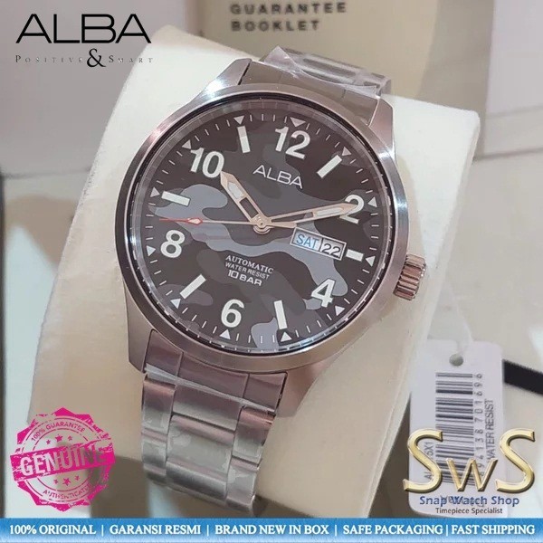 ✅Ready Jam Tangan Pria Alba Al4275 Al4275X1 Camo Black Automatic 43 Mm Terbatas