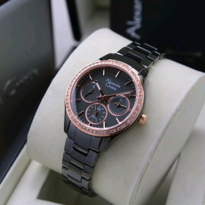 ✅Sale Alexandre Christie Ac 2A66 Rosegold Black Ac2A66 Wanita Original Terbaru