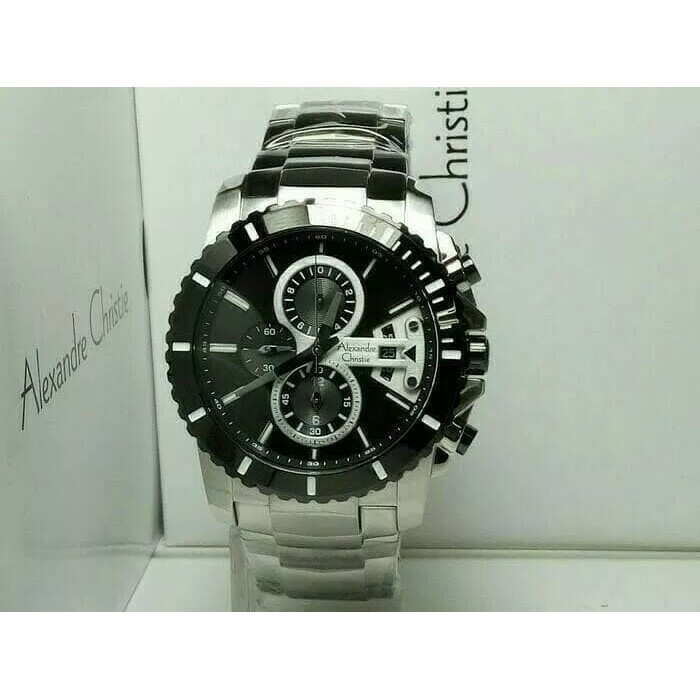 ✅Sale Jam Tangan Pria Alexander Cristie Ac 6455 Cowok Silver Black Original Limited