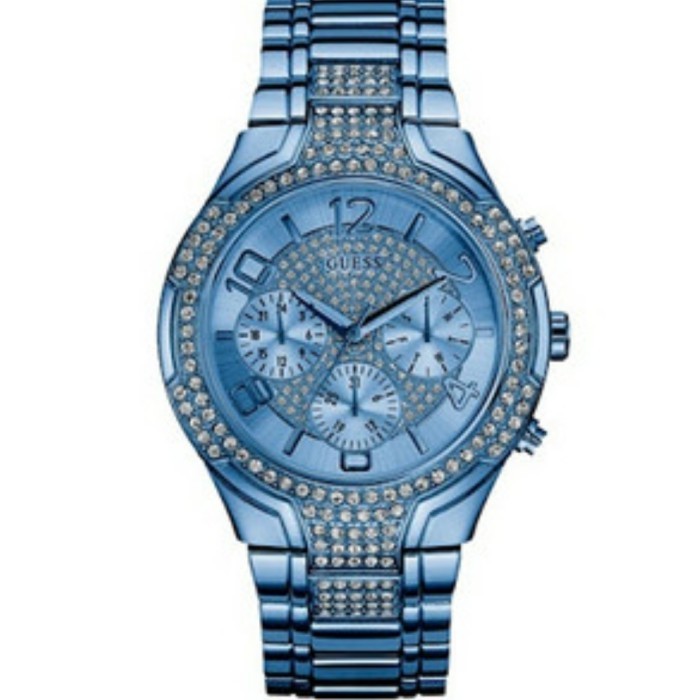 ✅Sale Jam Tangan Wanita Original Guess Gw0628L6 Stainless Steel Blue Diamond Terbatas