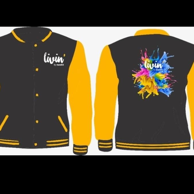 Jaket Varsity Livin By Mandiri - Jaket Baseball Perbankan Livin Type 1