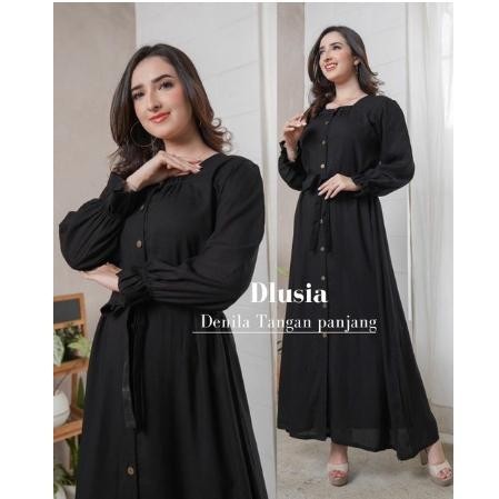 Gamis Terbaru Wanita Fashion Muslim Bahan Rayon Tebal Motif Polos Dress Panjang Dewasa Kekinian Kanc