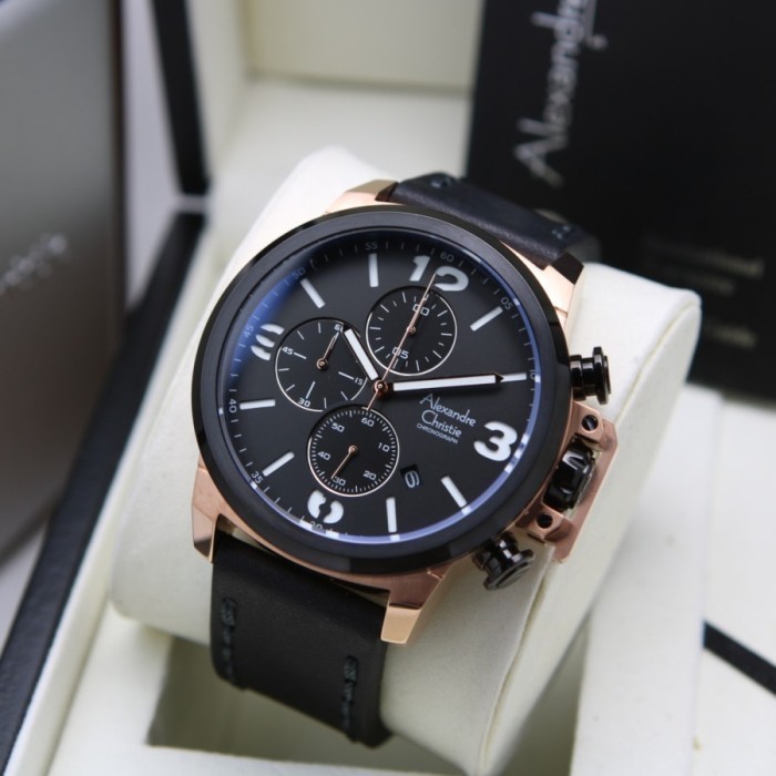 ✅Ori Alexander Christie 6280 Ac 6280 Ac 6280 Black Rosegold Pria Original Terbaru