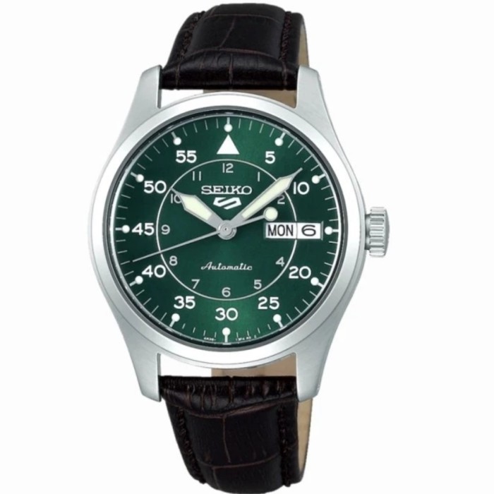 ✅Ori Seiko 5 Sports Srpj89K1 Automatic Srpj89 Green Dial Leather Strap Terbaru