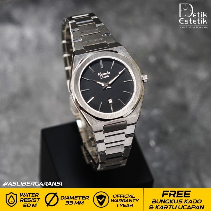 ✨Baru Jam Alexandre Christie Ac 8600 / Ac8600 Ladies Silver Black Original Limited