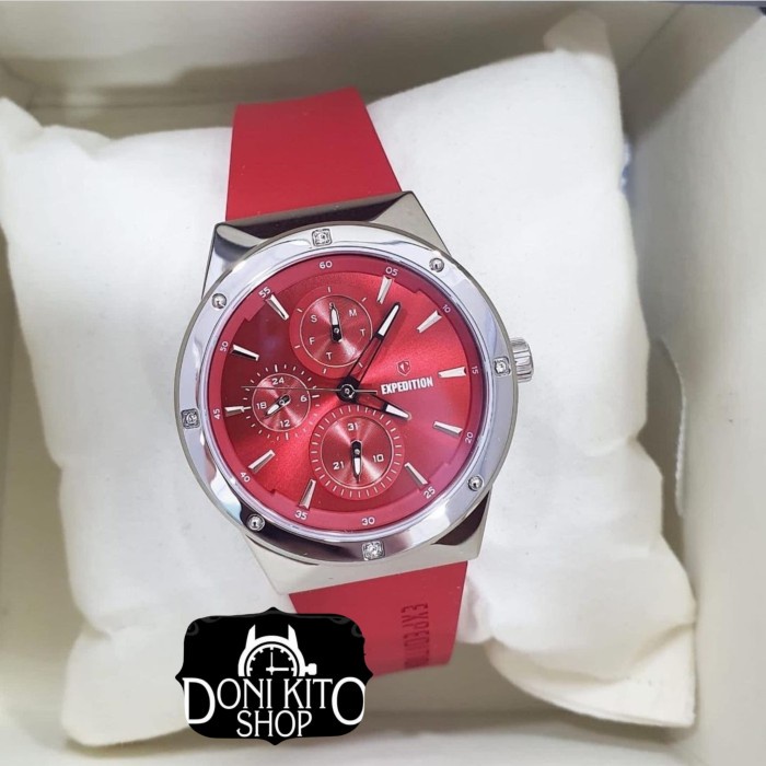 ✨Baru Expedition E-6818 Silver Red - Jam Tangan Wanita Original Diskon