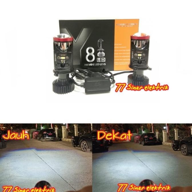 Lampu Depan Led Mobil Motor H4 Y8 Lampu Utama Led H4 Mini Projector