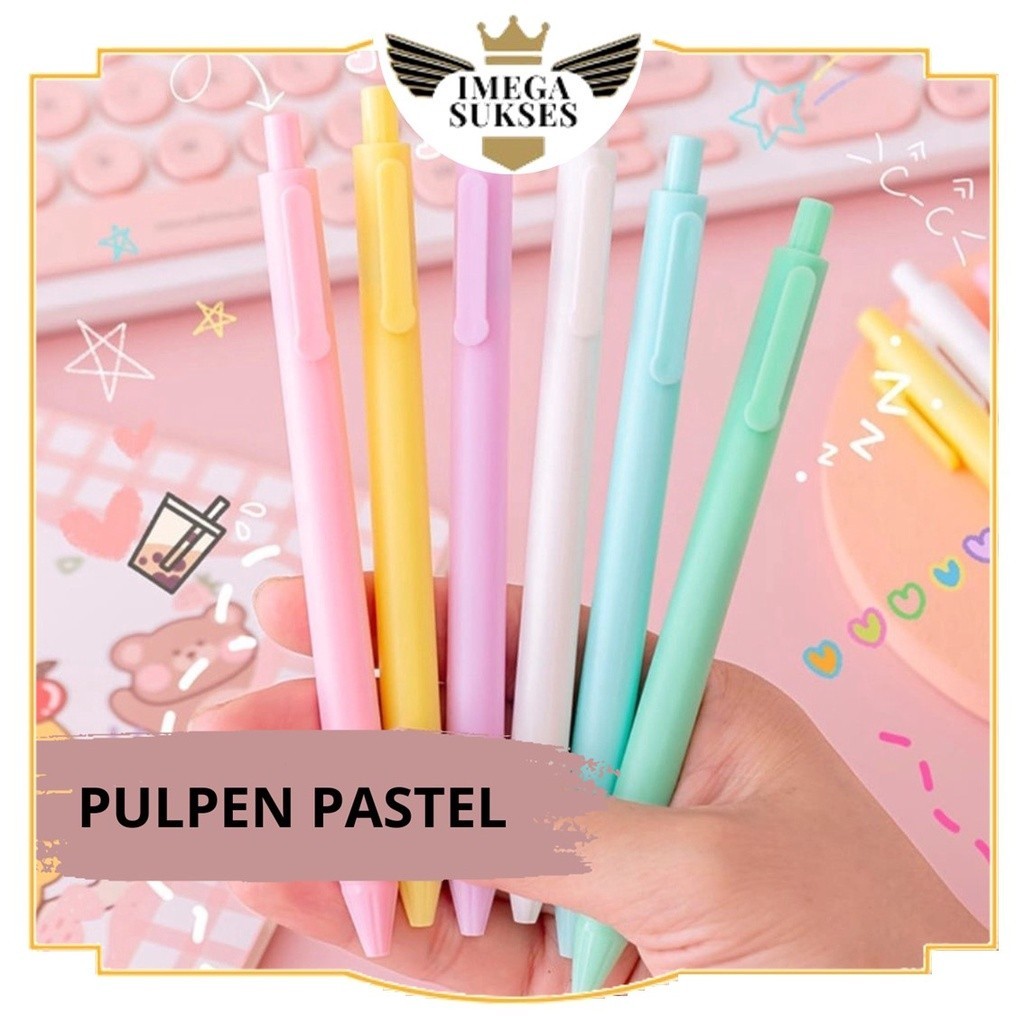 

PHG - Pena Cetekan Macaroon Pulpen Warna Pastel Tinta Hitam Alat Tulis Sekolah Kantor Pen Warna Warni Bolpoint Polos Murah t
