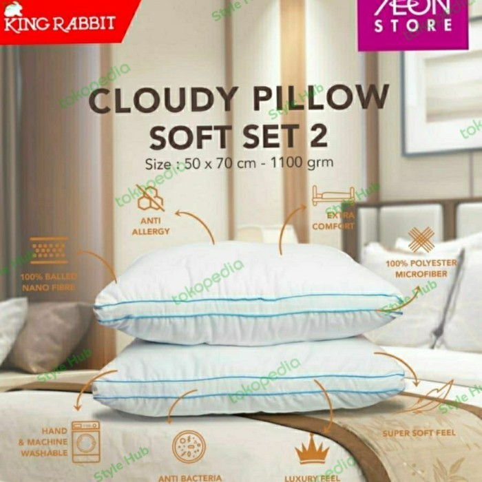 King Rabbit Cloudy Pillow Soft Set Isi 2 / Bantal Kepala Uk. 50x70 cm