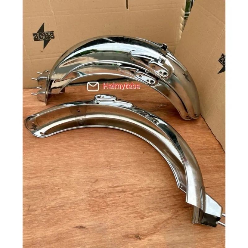 spakbor slebor depan CB 125 CB 100 Helibars zeus import detail original / slebor CB full press crome