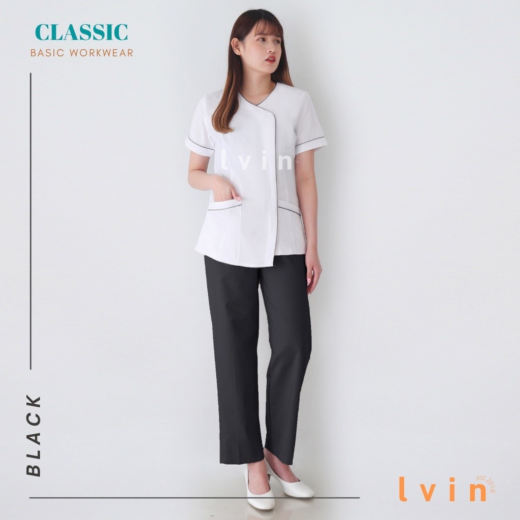 [OUR BEST] SPECIAL PRICE Baju Seragam Suster Lvin New Classic Putih / Seragam Suster Lengan Pendek /
