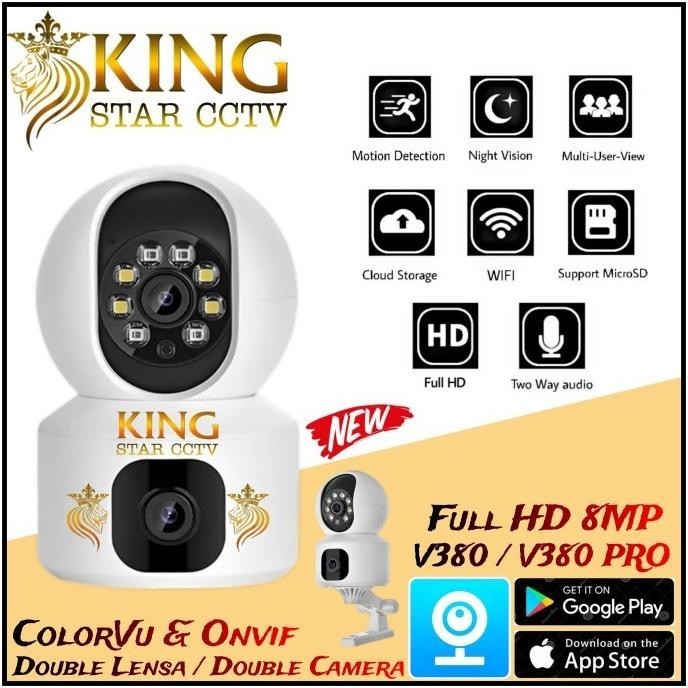 Ip Camera Cctv Wifi V380 Double Lensa 360" Cctv Ip Double Camera 8Mp Project.Pop21